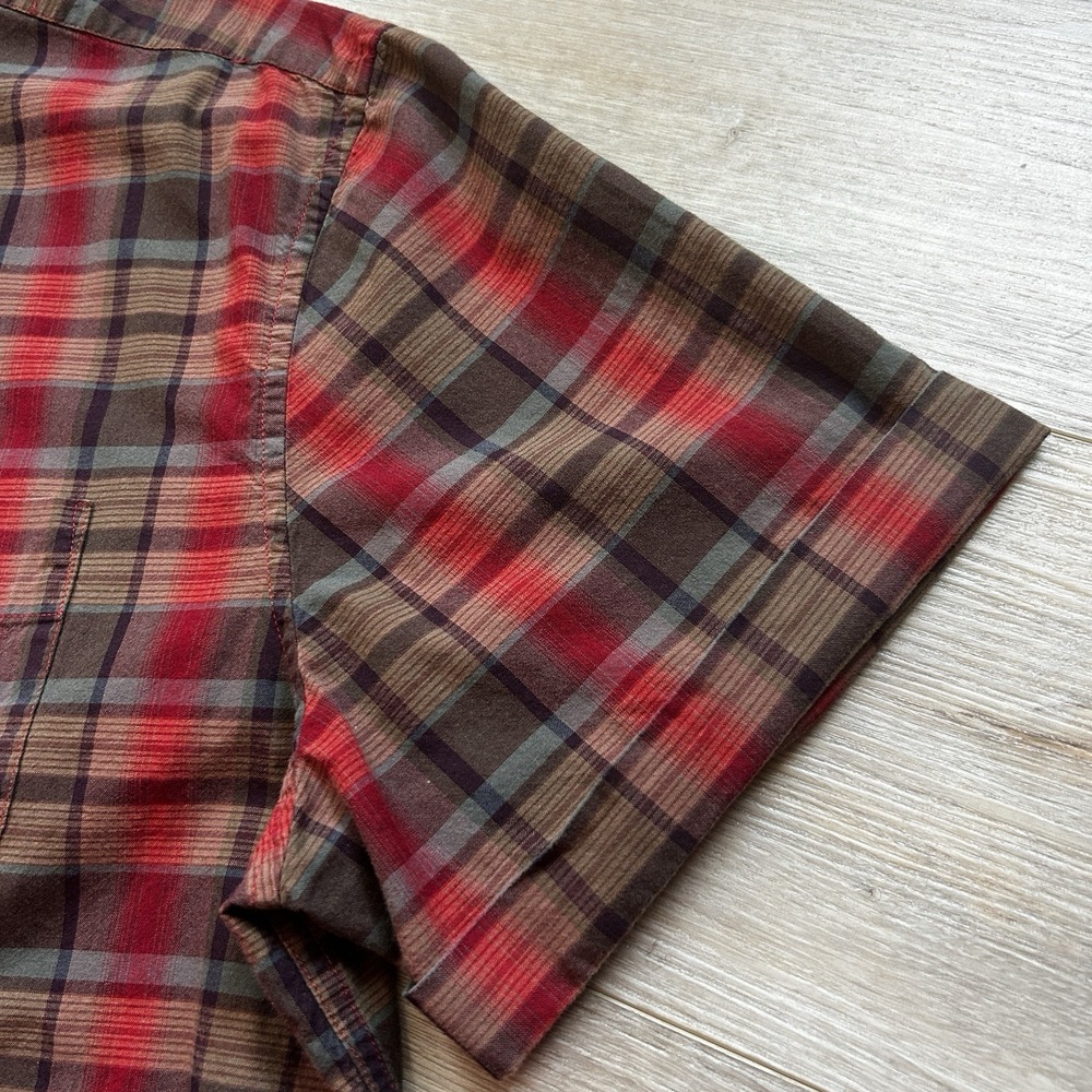 LL Bean Mens Button Down Plaid Double Pocket Shirt Short Sleeve Size XL - Picture 6 of 12
